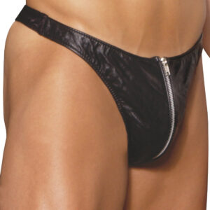 Men's leather zip up thong - Men's leather zip up thong.