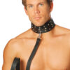 Men's leather collar with studs and O ring