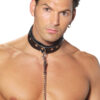 Men's leather collar with O ring detail
