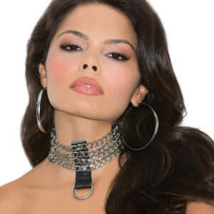 Leather and chain choker
