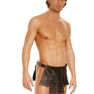 Leather kilt with nail heads and adjustable - Leather kilt with nail heads and adjustable buckle closure.