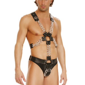 Leather adjustable harness with chains - Leather adjustable harness with chains. Unisex.